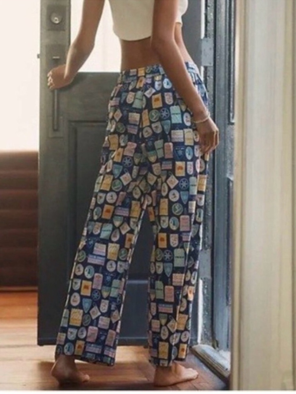NWT Anthropologie Lyrebird "The Wren" Cotton Boxer Pj Emily Taylor Lift Ski M - Picture 1 of 12